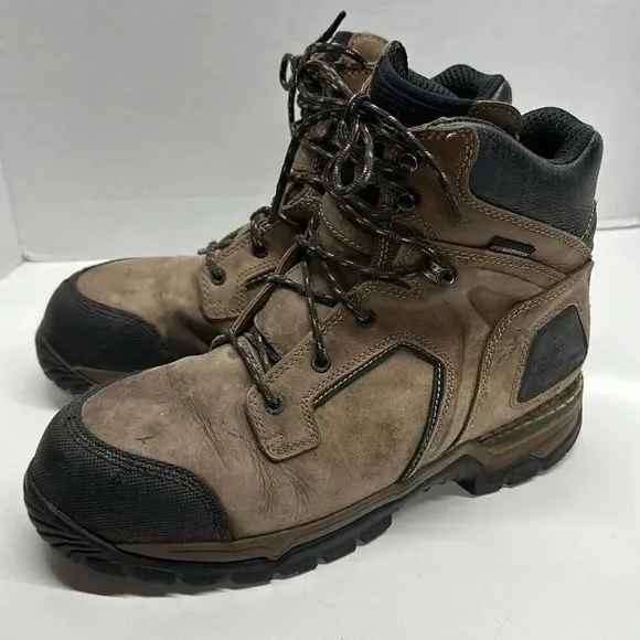 Red Wing Steel Toe Boots ASTM F 2413-11 Brown Lace Up Waterproof Men's Size 10 D