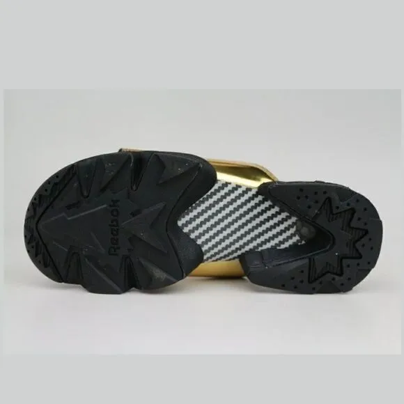 𝅺REEBOK Fury Slides Magic Hour Gold Black Size 5