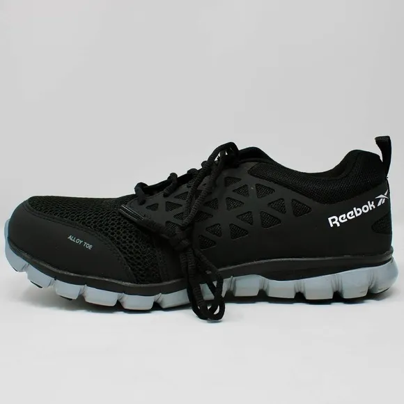Reebok Sublite Work Cushion Athletic Sneakers Alloy Toe Black Grey Size 11