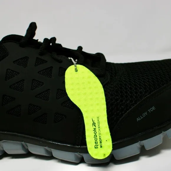 Reebok Sublite Work Cushion Athletic Sneakers Alloy Toe Black Grey Size 11