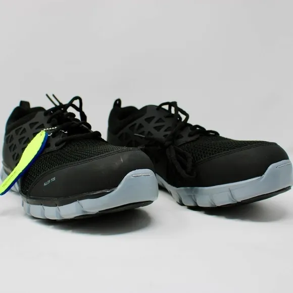 Reebok Sublite Work Cushion Athletic Sneakers Alloy Toe Black Grey Size 11