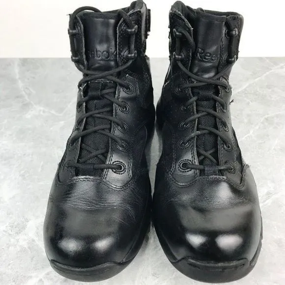Reebok Combat Mens Size 9 Boots Black Leather Zip Waterproof Boots ASTM F2892-11