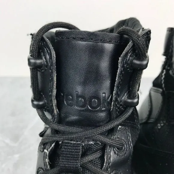 Reebok Combat Mens Size 9 Boots Black Leather Zip Waterproof Boots ASTM F2892-11