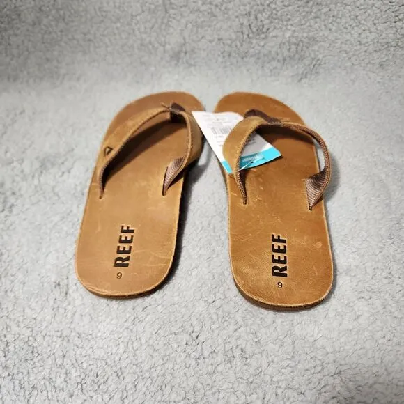 Reef‎ Mens Leather Smoothy Bronze Brown Flip Flop Sandals Size 9 NWT