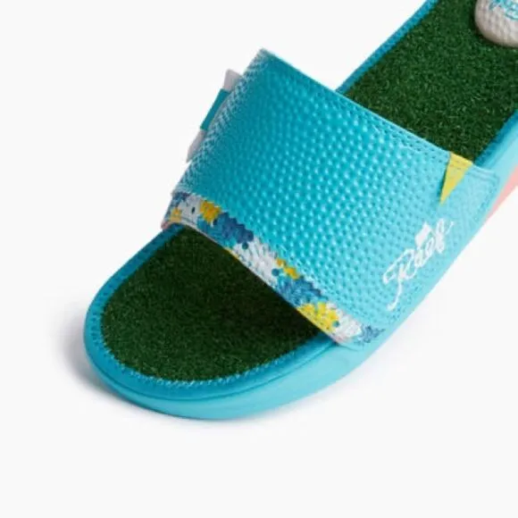 REEF Mulligan Golf Slides Blue/Green Men’s size 11 NWT in packaging