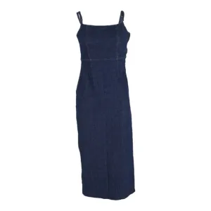 Reformation Delphinia Stretch-Denim Midi Dress In Navy Blue Cotton