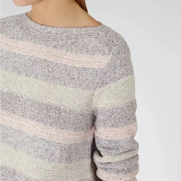 REISS Tamsin Multi Striped Jumper S Cotton Knit Boatneck Sweater Classic Preppy