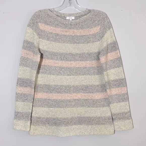 REISS Tamsin Multi Striped Jumper S Cotton Knit Boatneck Sweater Classic Preppy