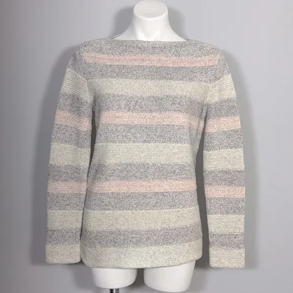 REISS Tamsin Multi Striped Jumper S Cotton Knit Boatneck Sweater Classic Preppy