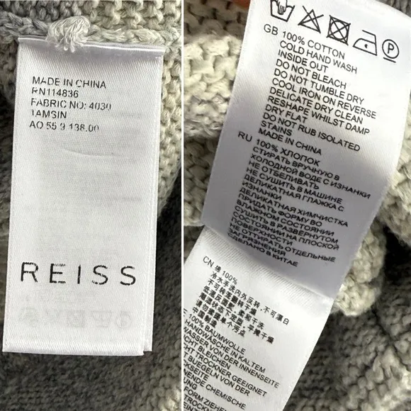 REISS Tamsin Multi Striped Jumper S Cotton Knit Boatneck Sweater Classic Preppy