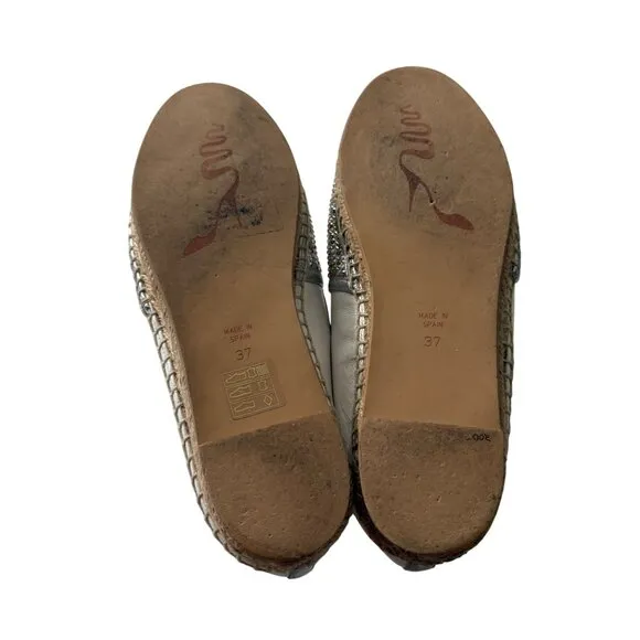 Rene Caovilla Swarovski Crystal Embellished White Leather Espadrille Flats 7