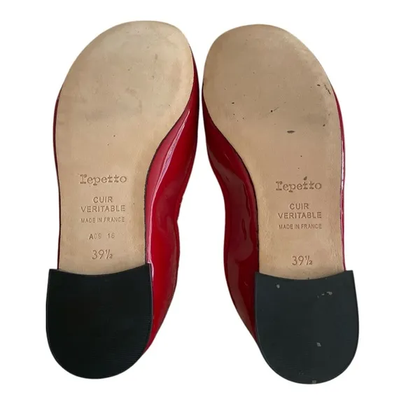 Repetto Red Patent Leather Cendrillon Ballerina Flats Size 9.5
