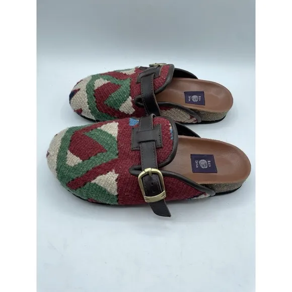 Res Ipsa Shoes Womens 9 Aztec Wool Kilim Designer Loafer Handwoven Clogs $245.00