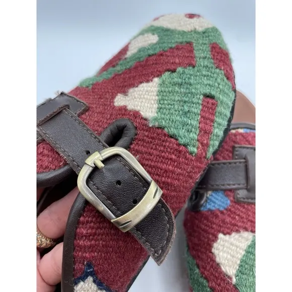 Res Ipsa Shoes Womens 9 Aztec Wool Kilim Designer Loafer Handwoven Clogs $245.00