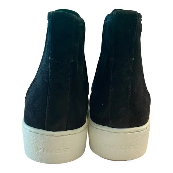 Revolve Vince Designer Newlyn Suede Leather High-Top Slip On Shoes Black 5.5