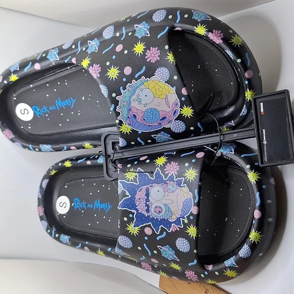 Rick and Morty slides thick foam slip ons adult swim cartoon kicks