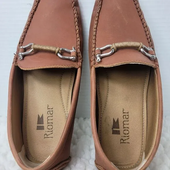Riomar The Halyard Deck Driver Watherman Men's Loafers Size 8.5 Brown Leather