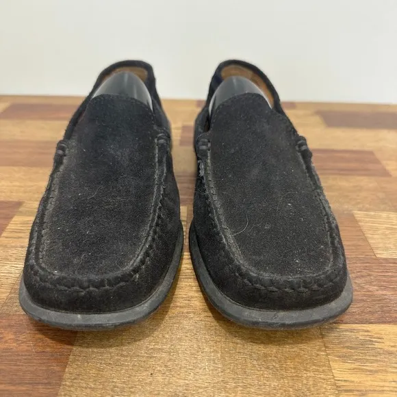 RM Williams Womens Loafers 7.5 Black Leather Suede Penny Shoe Slip On Designer