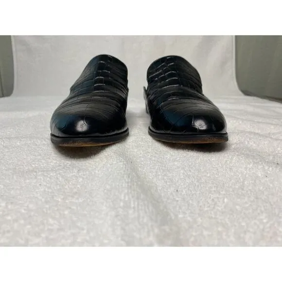 Robert Clergerie Alice Croc Embossed Mules Flats Leather Women's 6.5 Paris