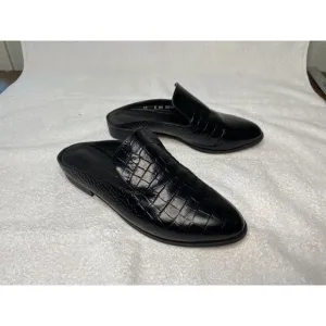 Robert Clergerie Alice Croc Embossed Mules Flats Leather Women's 6.5 Paris