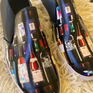 Robert Graham Limestone Wine Bottles Graphic Slip On Loafer Size 13