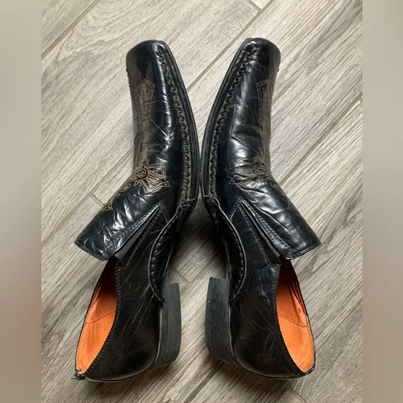 Robert Wayne ☠️ Rome Black‎ Cross Leather Loafers