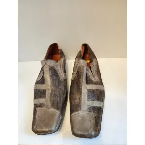 Robert Wayne Slip On Shoes Men's Size 13 Black Brown Vintage Loafers Square Toe