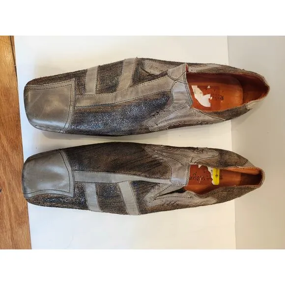 Robert Wayne Slip On Shoes Men's Size 13 Black Brown Vintage Loafers Square Toe