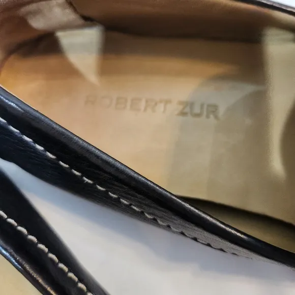 Robert Zur Men's Black Glove Leather Slip On Loafers Size 11.5