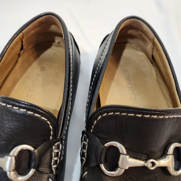 Robert Zur Men's Black Glove Leather Slip On Loafers Size 11.5