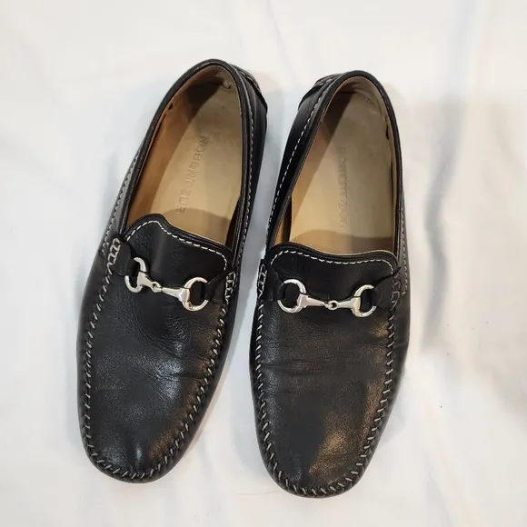 Robert Zur Men's Black Glove Leather Slip On Loafers Size 11.5