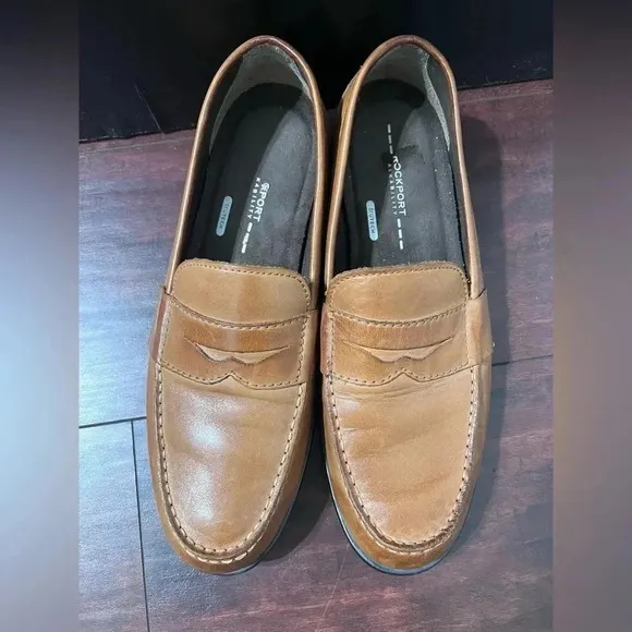 Rockport M76445 Mens Size 10M Shoes Trutech Brown Penny Loafers Walkability