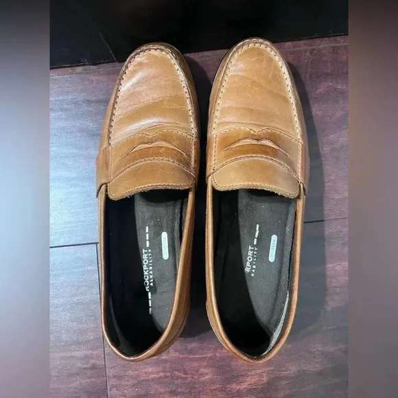 Rockport M76445 Mens Size 10M Shoes Trutech Brown Penny Loafers Walkability