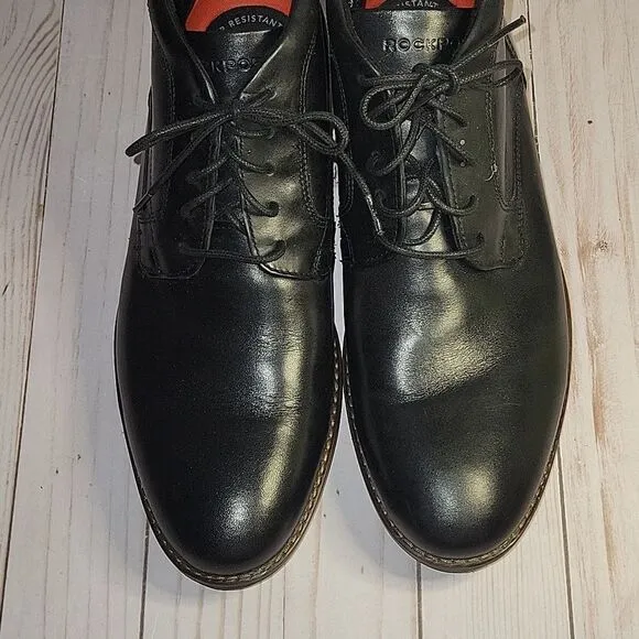 Rockport Mens Dustyn Chukka Boots Black Leather Dress Shoe Waterproof 9