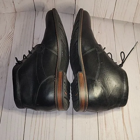 Rockport Mens Dustyn Chukka Boots Black Leather Dress Shoe Waterproof 9
