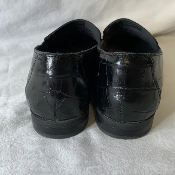 Rockport Womens Perpetua Penny Loafers Faux Croc Black