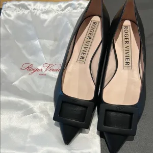 Roger Vivier Black Flats with Signature Buckle