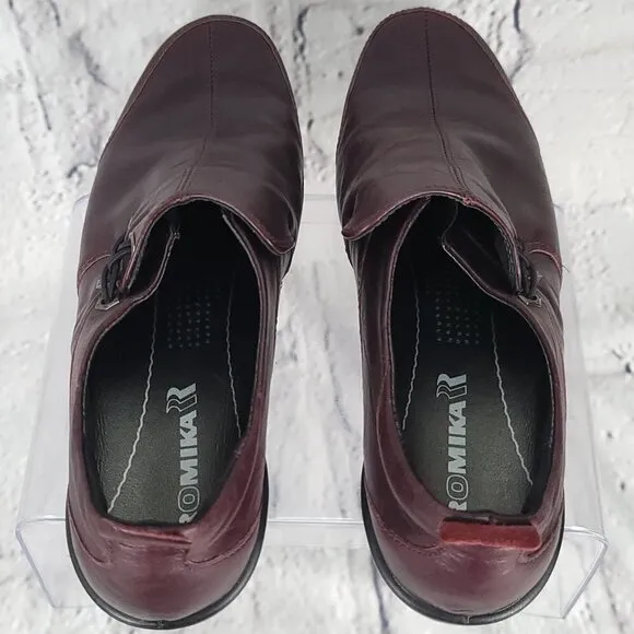 ROMIKA Burgundy Womens Sz 8-8.5 Leather Slip On Loafers Academic Casual Comfort
