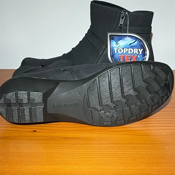 Romika Citytex 121 black leather waterproof suede ankle boots size 8