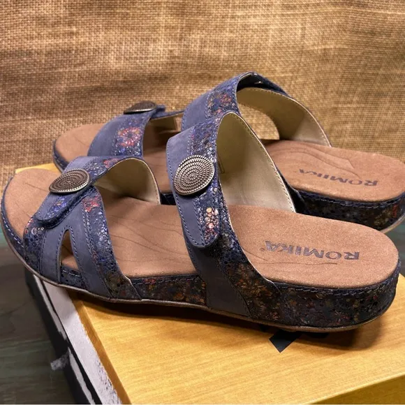 Romika Fidschi 22 Flower Floral Kombi Sandals Slides Size US 7 7.5 EU 38 NWT