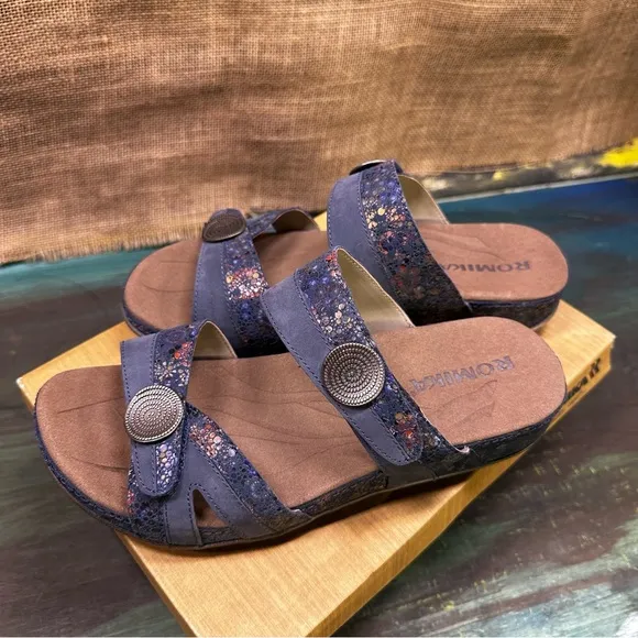 Romika Fidschi 22 Flower Floral Kombi Sandals Slides Size US 7 7.5 EU 38 NWT