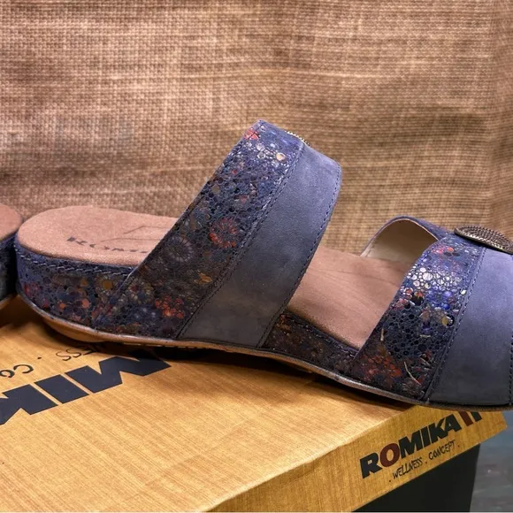 Romika Fidschi 22 Flower Floral Kombi Sandals Slides Size US 7 7.5 EU 38 NWT
