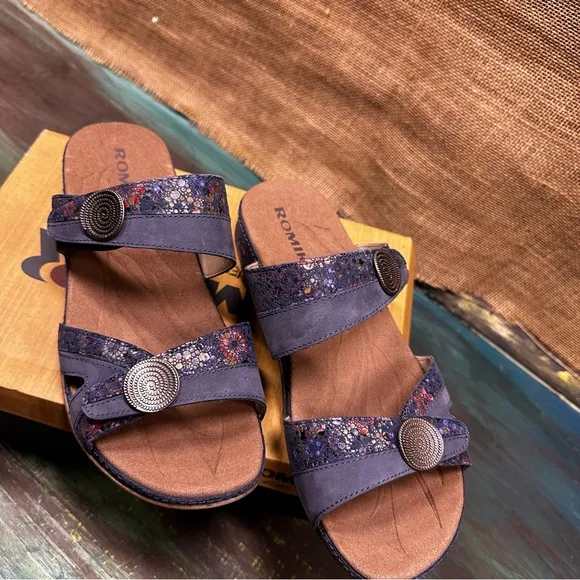 Romika Fidschi 22 Flower Floral Kombi Sandals Slides Size US 7 7.5 EU 38 NWT