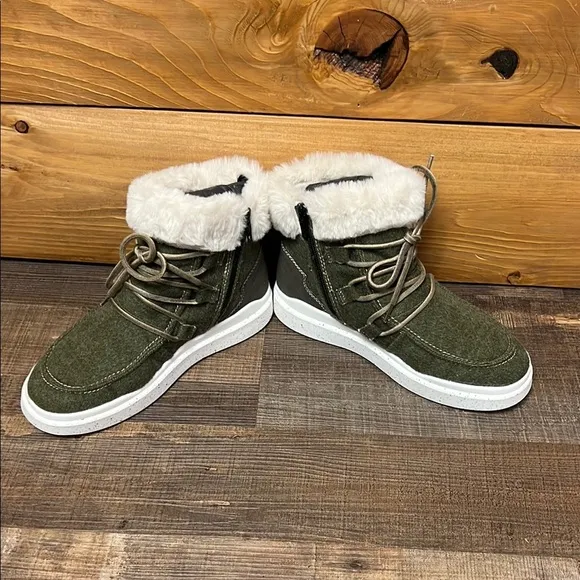 Romika Helsinki 01 Waterproof Womens  Fleece boots Olive Green 36/6 side zip Y2K