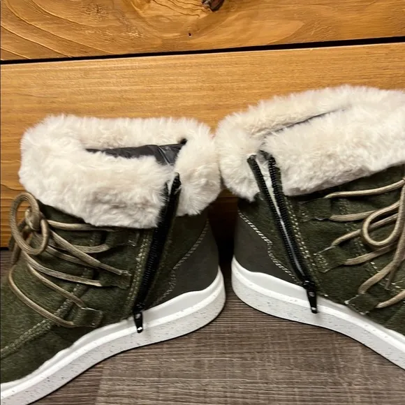Romika Helsinki 01 Waterproof Womens  Fleece boots Olive Green 36/6 side zip Y2K