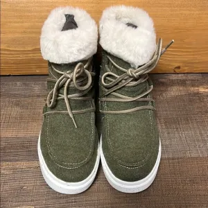 Romika Helsinki 01 Waterproof Womens  Fleece boots Olive Green 36/6 side zip Y2K
