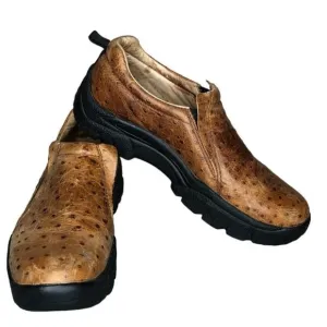 Roper Mens 12 Cotter Ostrich Sport Slip On Casual Shoes Loafers Tan Leather