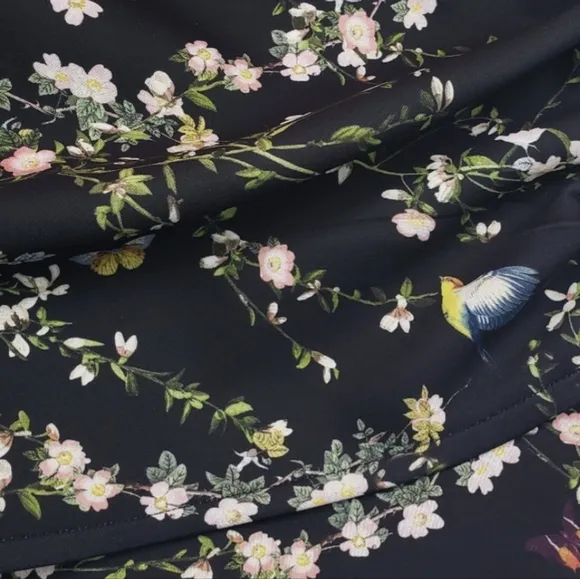 Roseanna of Paris Black Floral Ruched Micro Mini Skirt