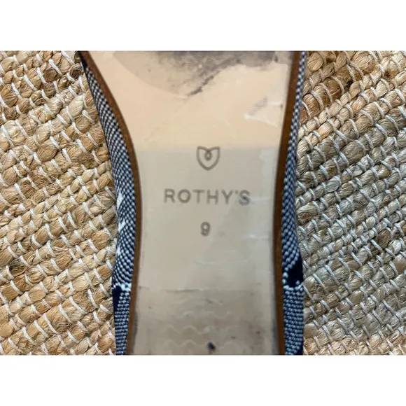 Rothys 9 The Point Flats Botanical Blue &amp; White Bow Comfort Ballet