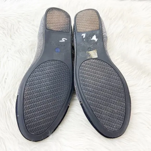 Rothy's 9.5 Womens Black White Textile Houndsooth The Flat Comfort Flats